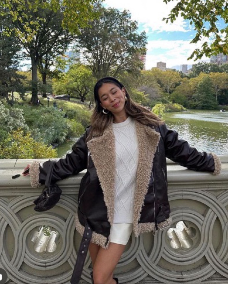 Two-tone Brown Sherpa Leather Coat by WeWoreWhat - Pickle