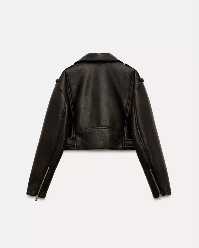 Zara Shiny Biker Jacket by Zara - Pickle