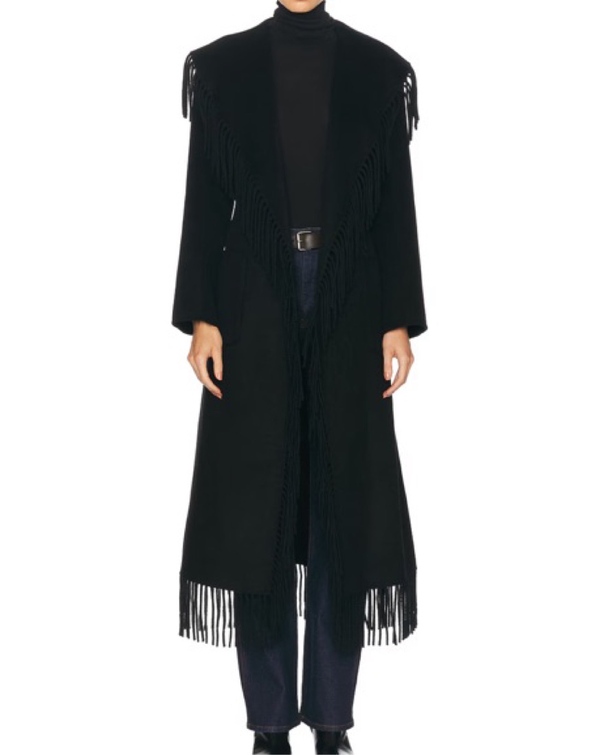 Black Fringe Long Coat by Jonathan Simkhai - Pickle