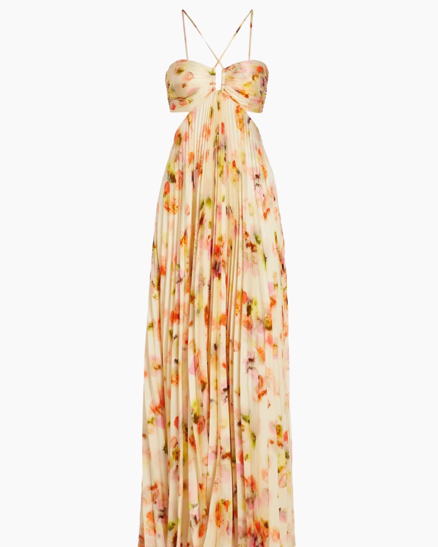 A.L.C Moira Pleated Floral Maxi Dress by ALC - Pickle