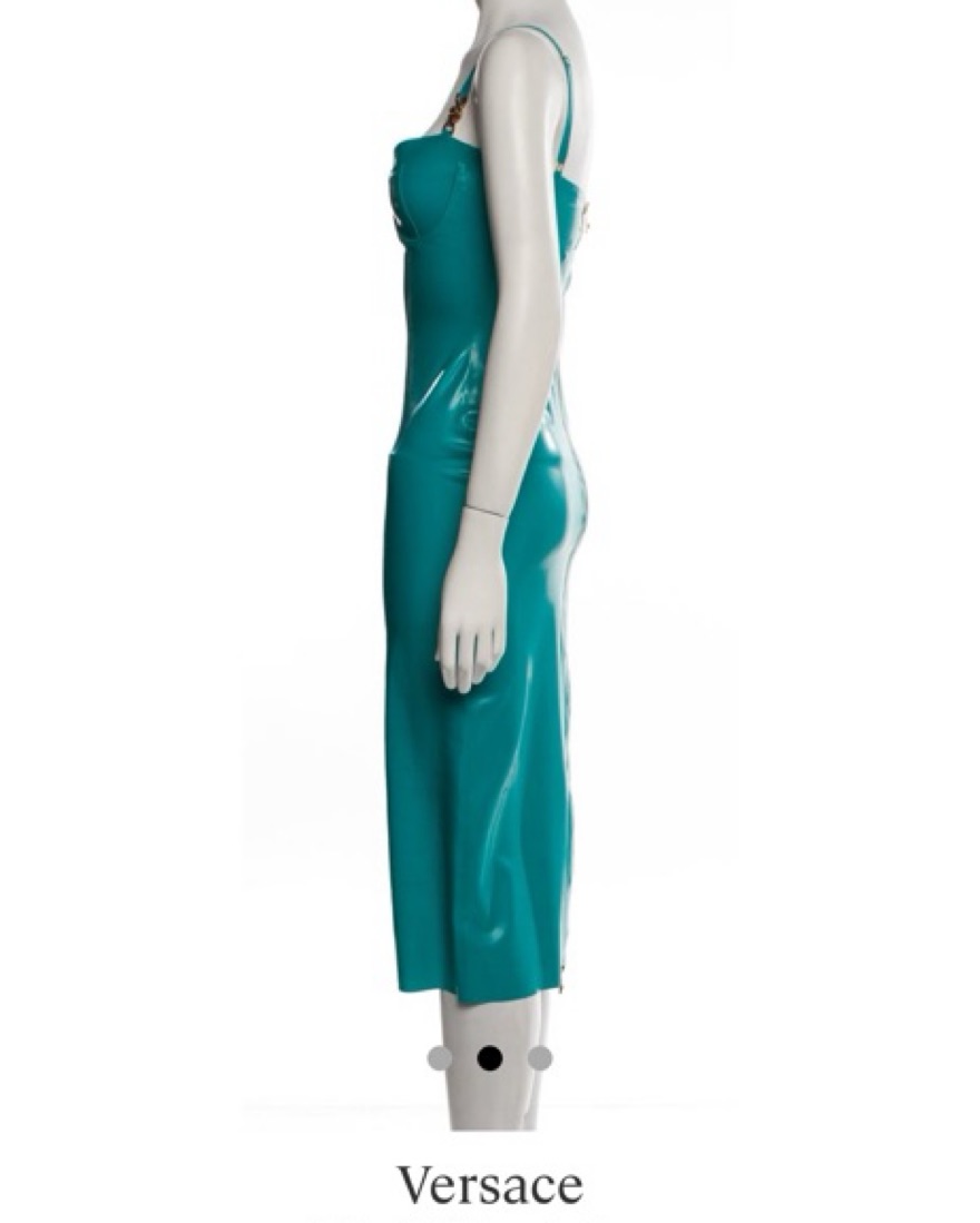 Versace Latex Midi Length Dress, Teal by Versace - Pickle
