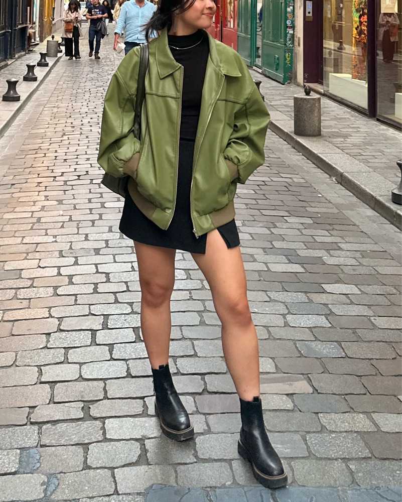 i*m様 JAREY FAUX LEATHER SHORTJACKET BB s Goldsmith Faux Leather Bomber Jacket Washed Forest | Princess Polly