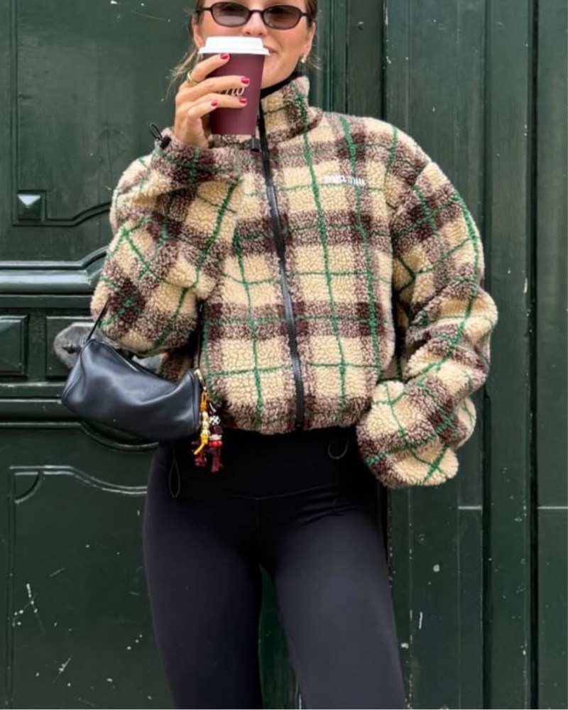 Miu Miu Teddy Check Fleece by Miu Miu - Pickle