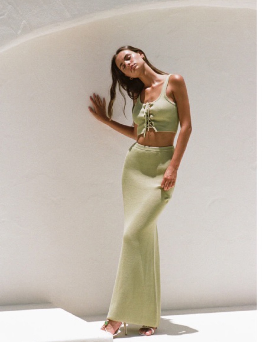 Matching Green Knit Set by Sabo Skirt - Pickle