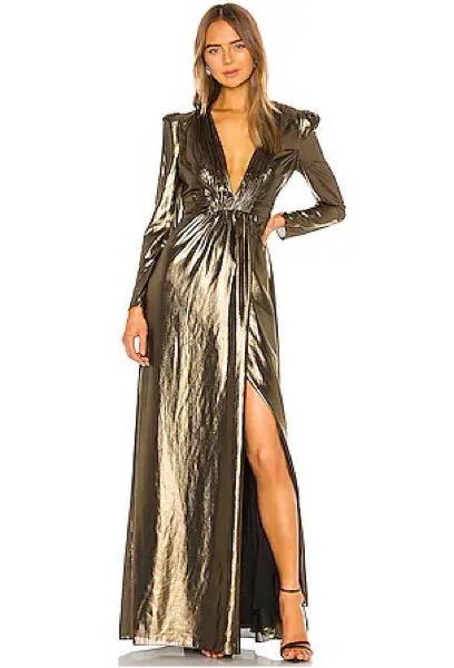 RACHEL ZOE Rosalee Dress in Gold Foiled by Rachel Zoe - Pickle