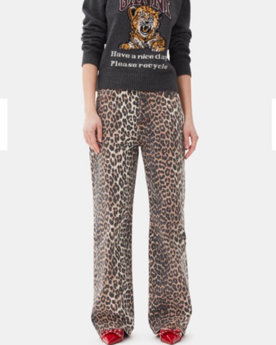 GANNI レオパード デニム クロップド フレアパンツ GANNI レオパード デニム クロップド フレアパンツ 【公式通販】