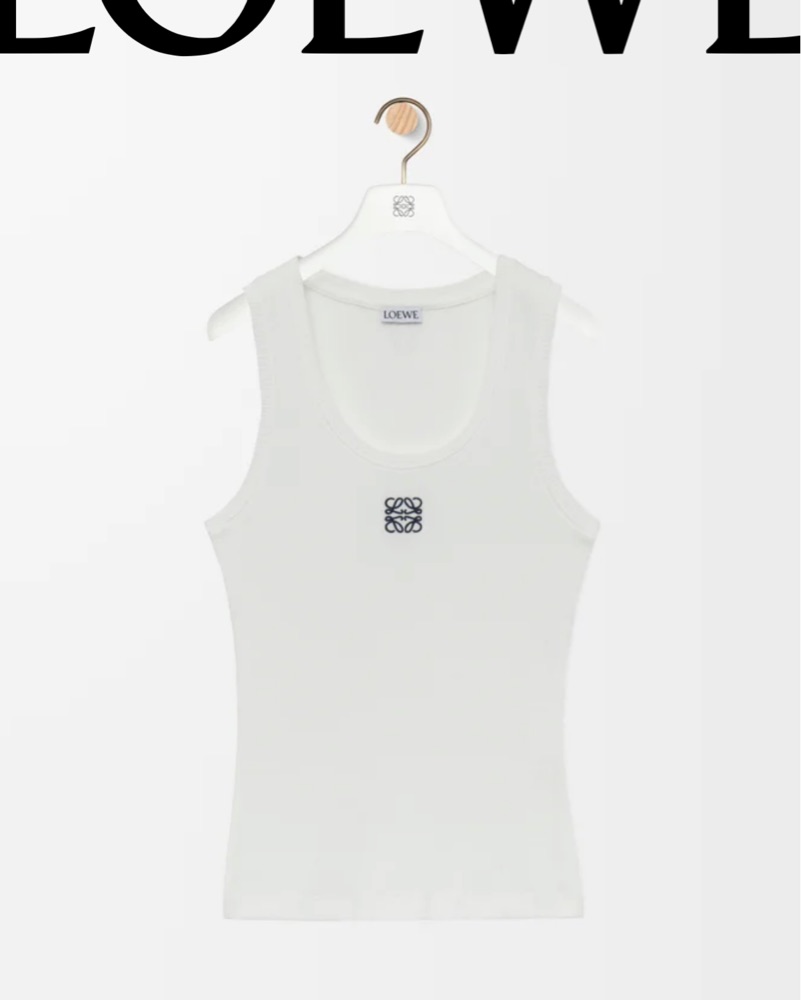 【正規品！】LOEWE リブ編みタンクトップ M ホワイト　新品未使用！ Loewe Minimalist White Tank Top by Loewe - Pickle