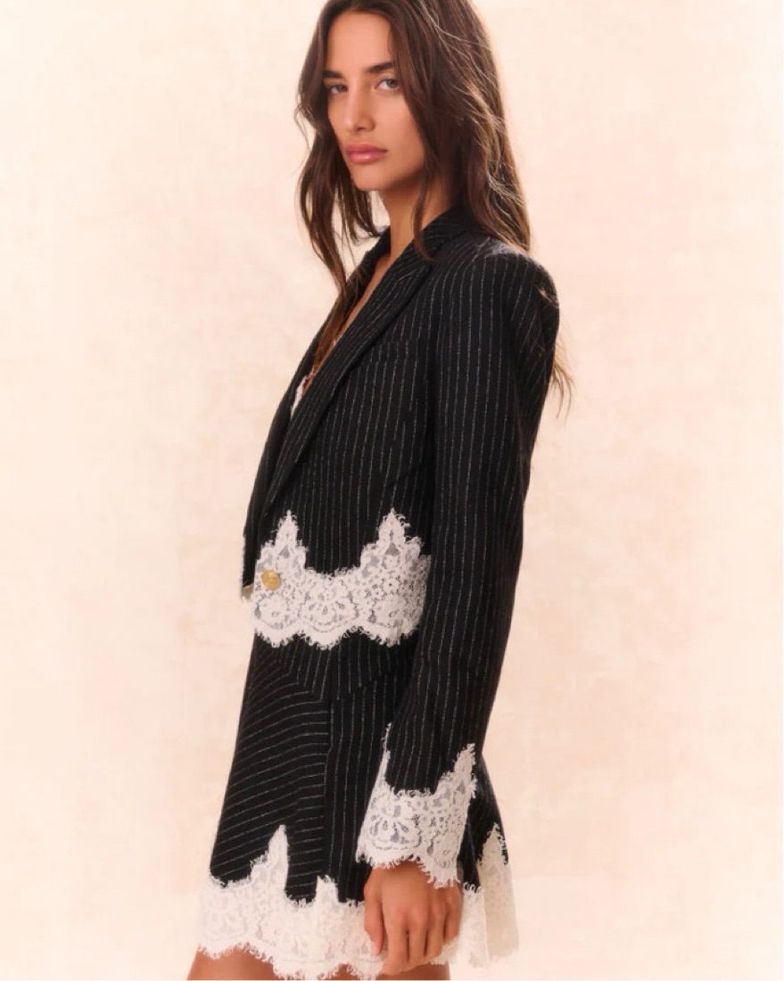 LoveShackFancy Icarus Lace Jacket by LoveShackFancy - Pickle