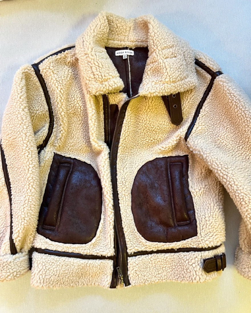 Moon River Shearling Leather Jacket Pickle