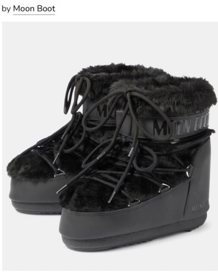 MOONBOOT アイコン フェイクカーリー ブラックブーツ Moon Boot Icon Low Faux Fur Snow Boots by Moon Boot - Pickle