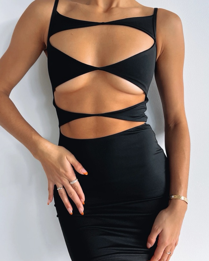 White Fox Black Cut Out Mini Dress by White Fox Boutique - Pickle