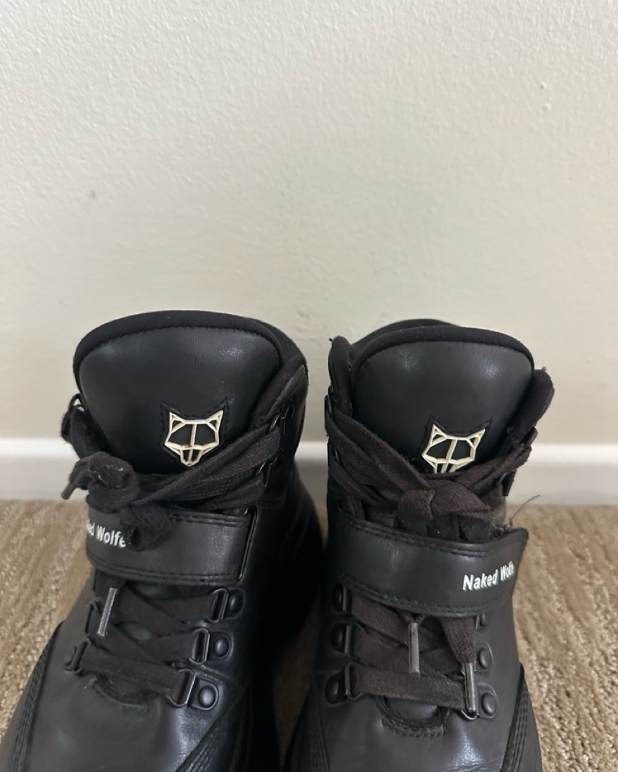 NAKEDWOLFE ブラック ハイカットスニーカー Naked wolfe Black Leather Platform Shoe by Naked Wolfe - Pickle