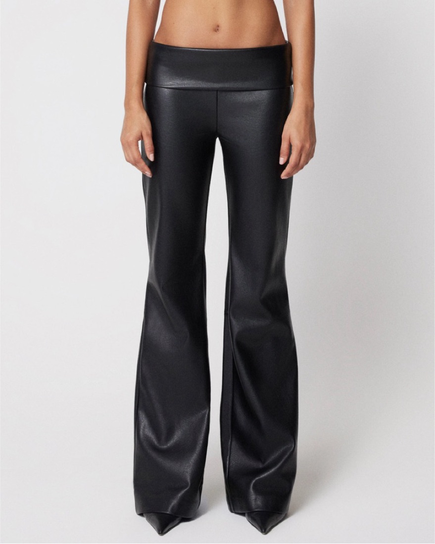 Khy Faux Leather Low Rise Foldover Pants by Khy - Pickle