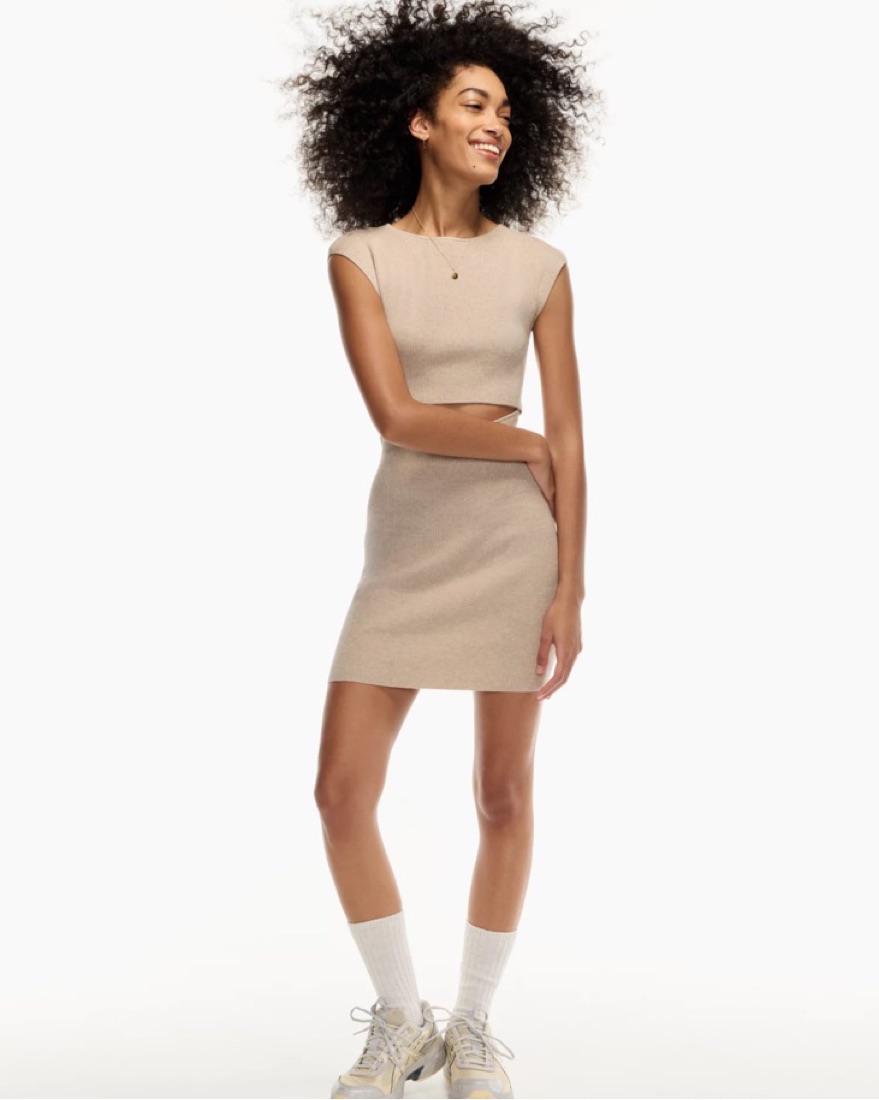 Aritzia Cut-Out Knit Mini Dress by Aritzia - Pickle