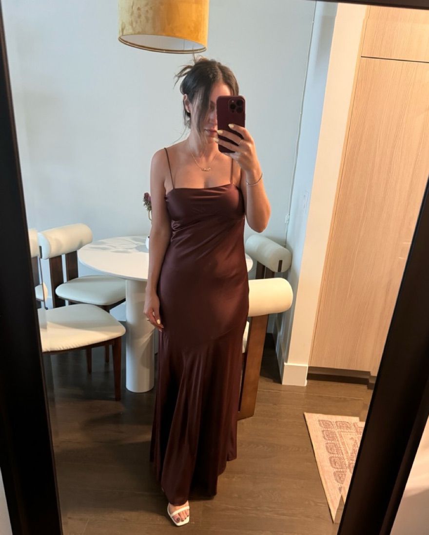 Brown Satin Maxi Dress From Zara by ZARA - Pickle