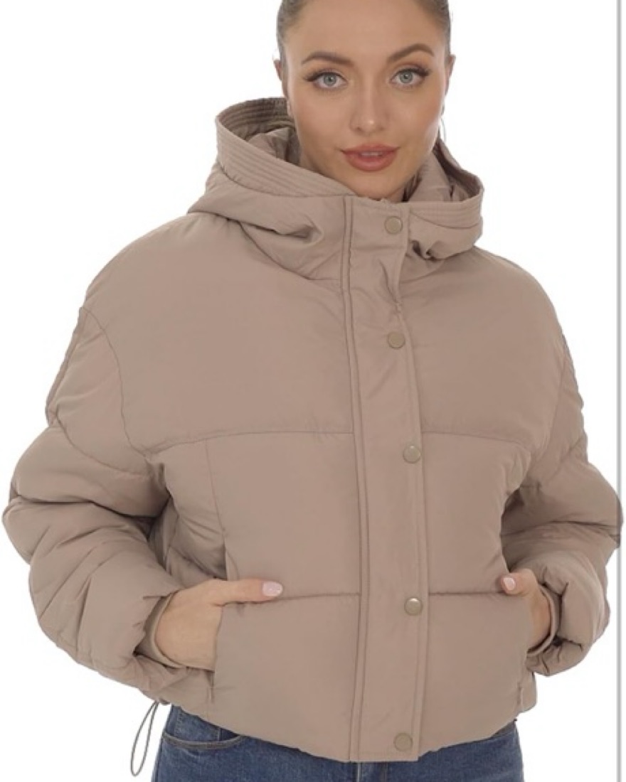 Women's Winter Coat Cropped Puffer Jacke by PAODIKUAI - Pickle