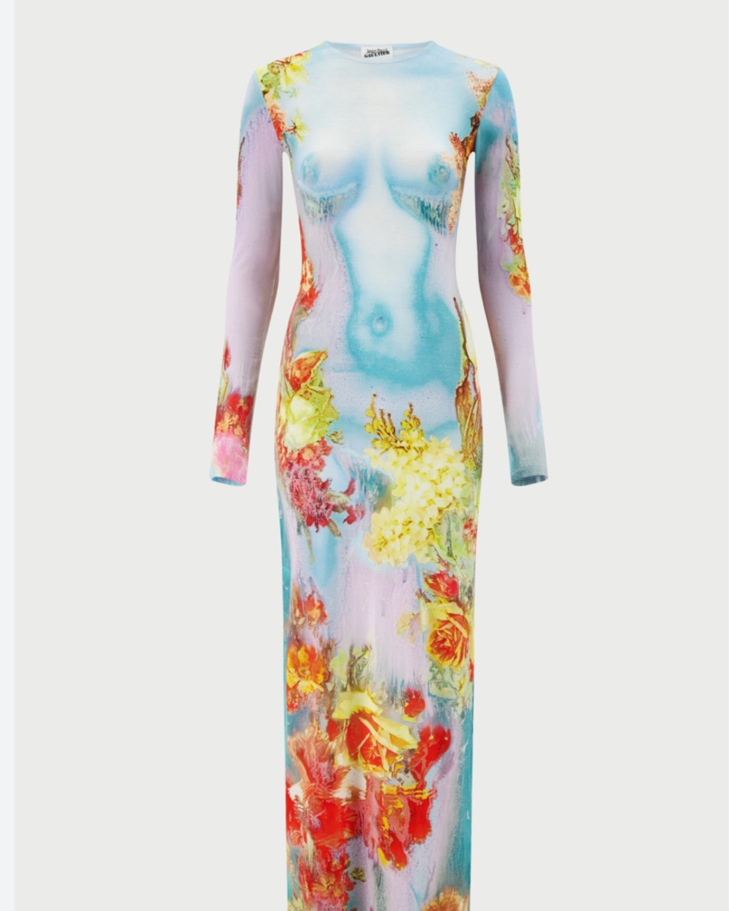 JPG Blue The Body Flower Maxi Dress by Jean Paul Gaultier - Pickle