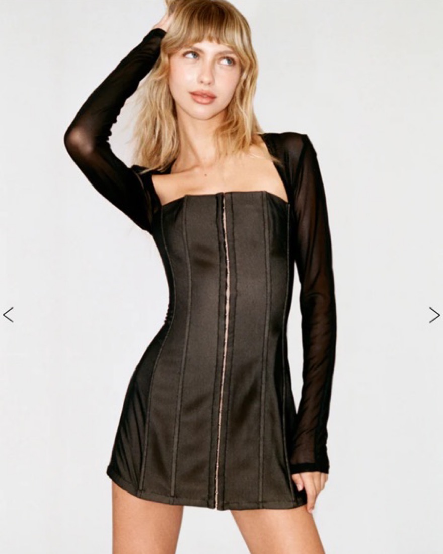 WITH JEAN Long Sleeve Black Corset Dress by With Jean - Pickle