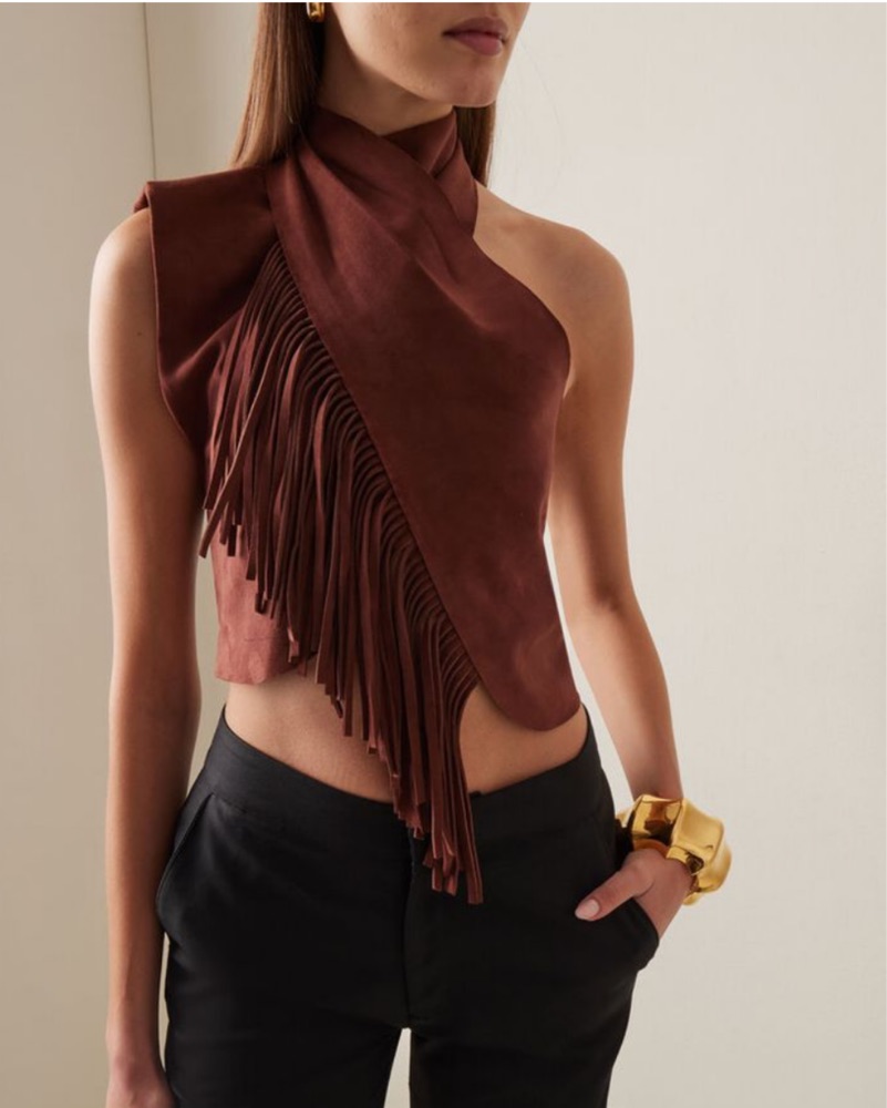 Johanna Ortiz Fringe Halter Top (Brown) by Johanna Ortiz - Pickle