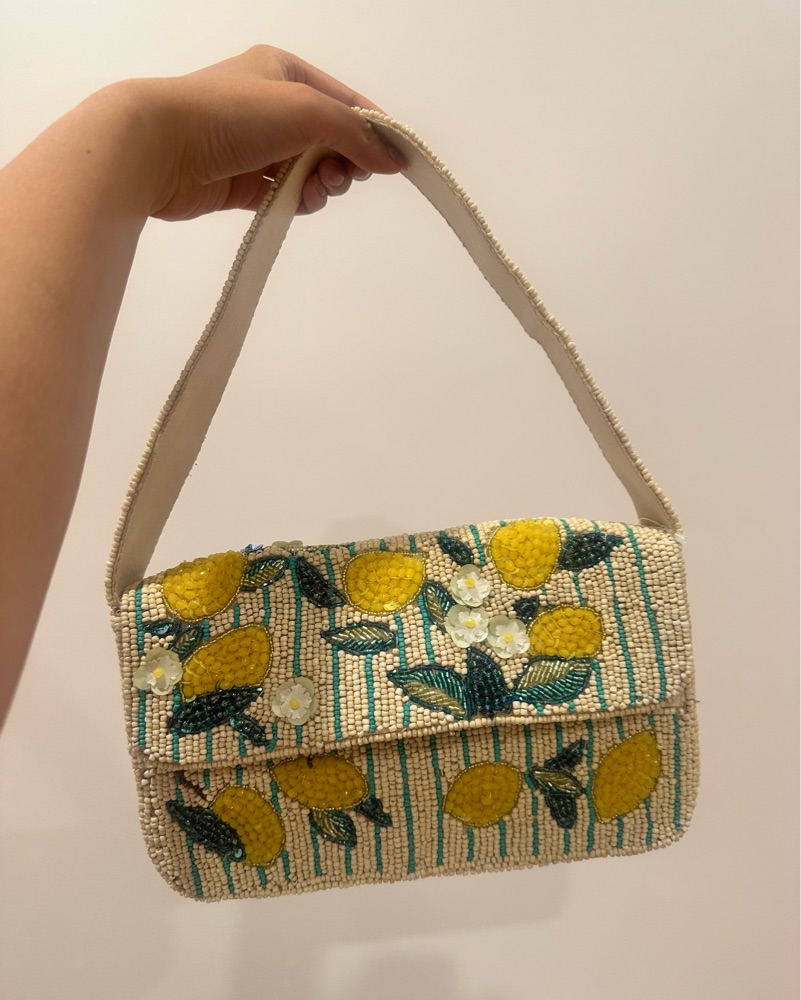 Beaded Lemon Bag by Staud - Pickle