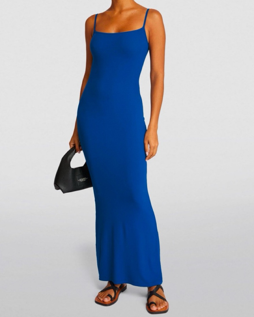 SKIMS Soft Lounge Rib Long Slip Dress by Skims - Pickle