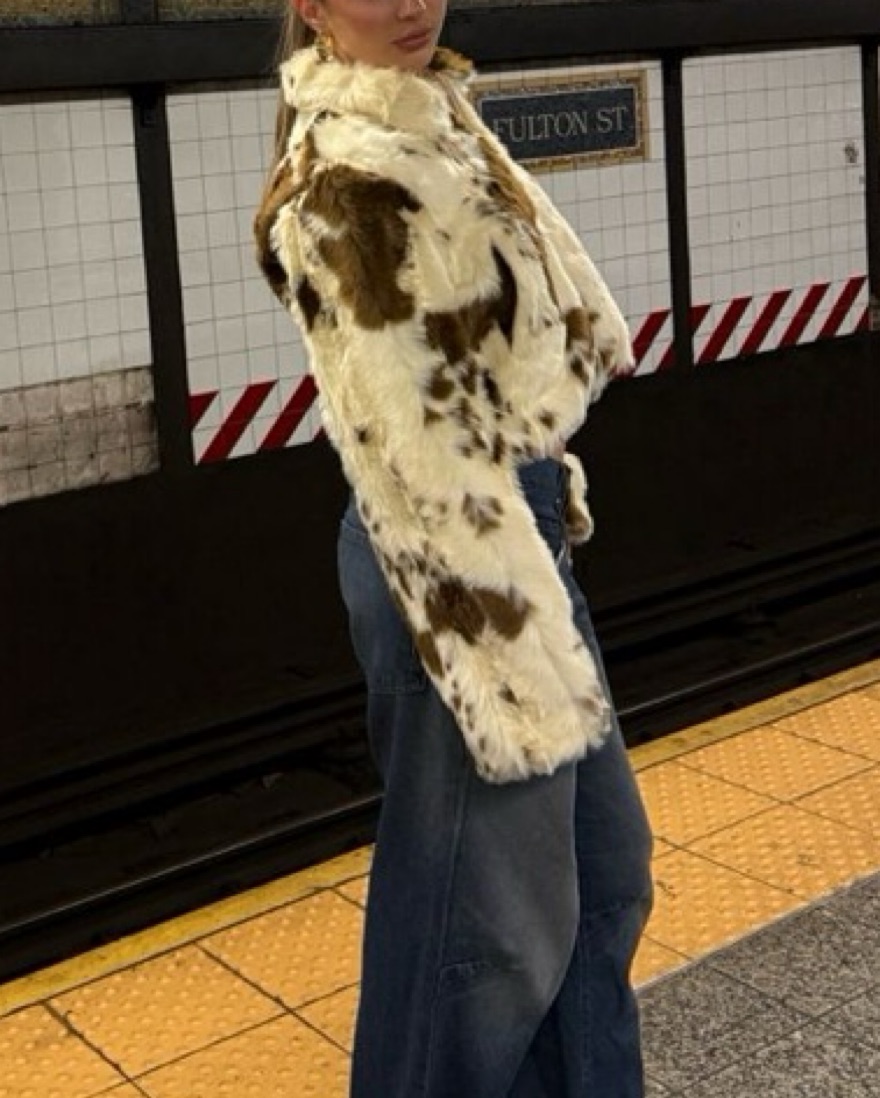 Zara faux fur animal print jacket by Zara - Pickle