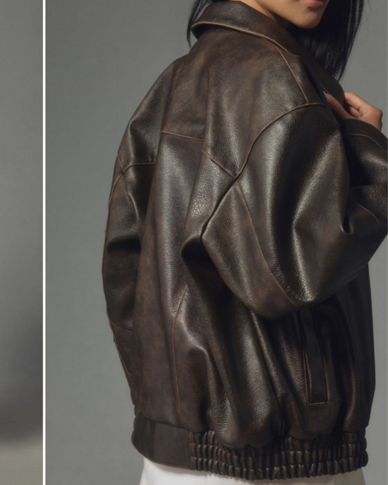 Anthropologie Brown Vegan Leather Jacket by Pilcro - Pickle