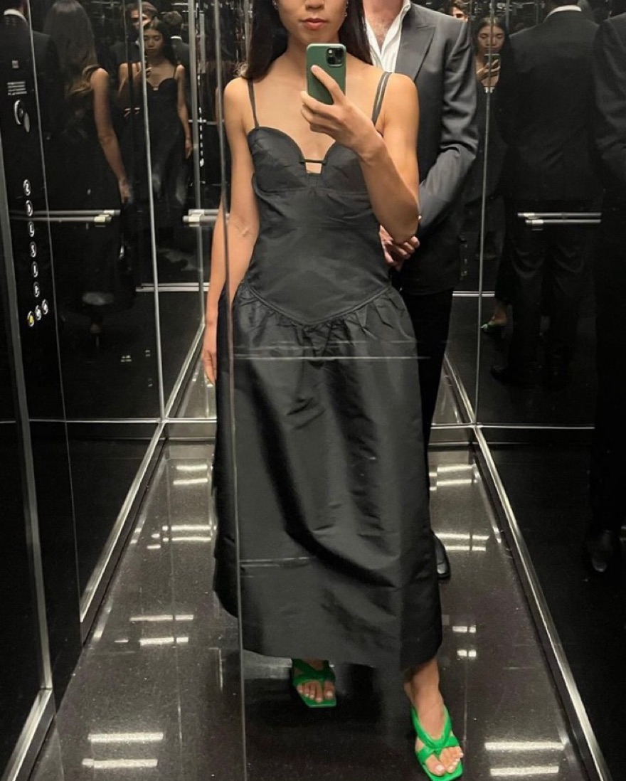 Ganni Black Taffeta Midi Dress by Ganni - Pickle