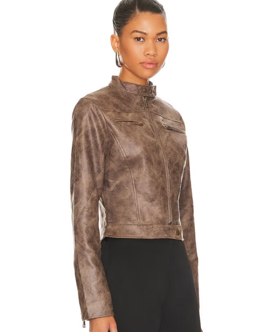 Bella Moto Jacket in Chocolate by Lioness - Pickle