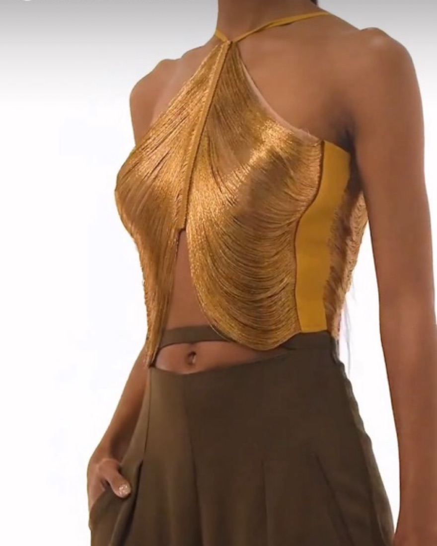 Cult Gaia Gold Top by Cult Gaia - Pickle