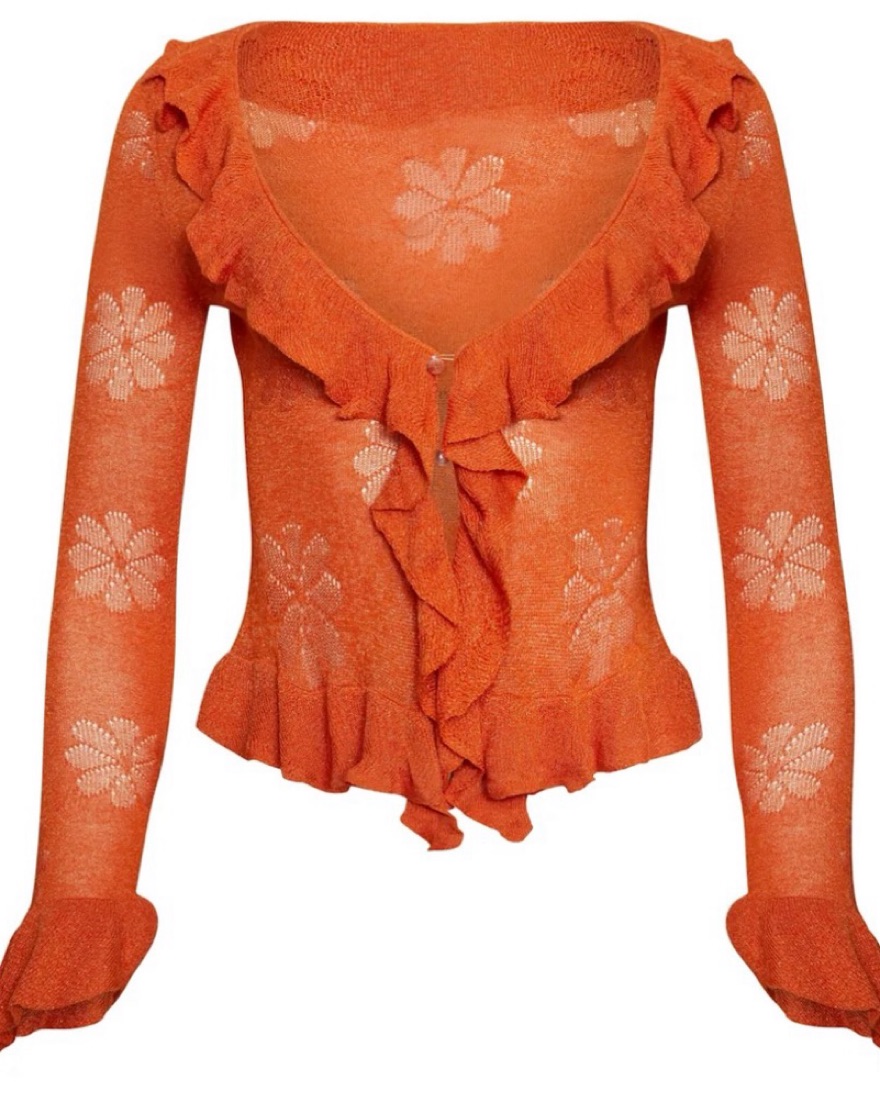 Orange Asta Resort Vanessa Cardigan by Asta Resort - Pickle