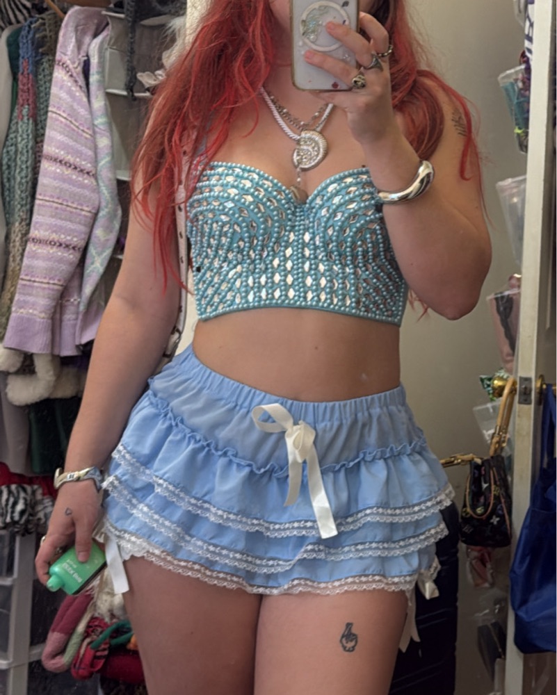 Sparkling Metallic Crop Top and Ruffle Skirt Set by Julia J