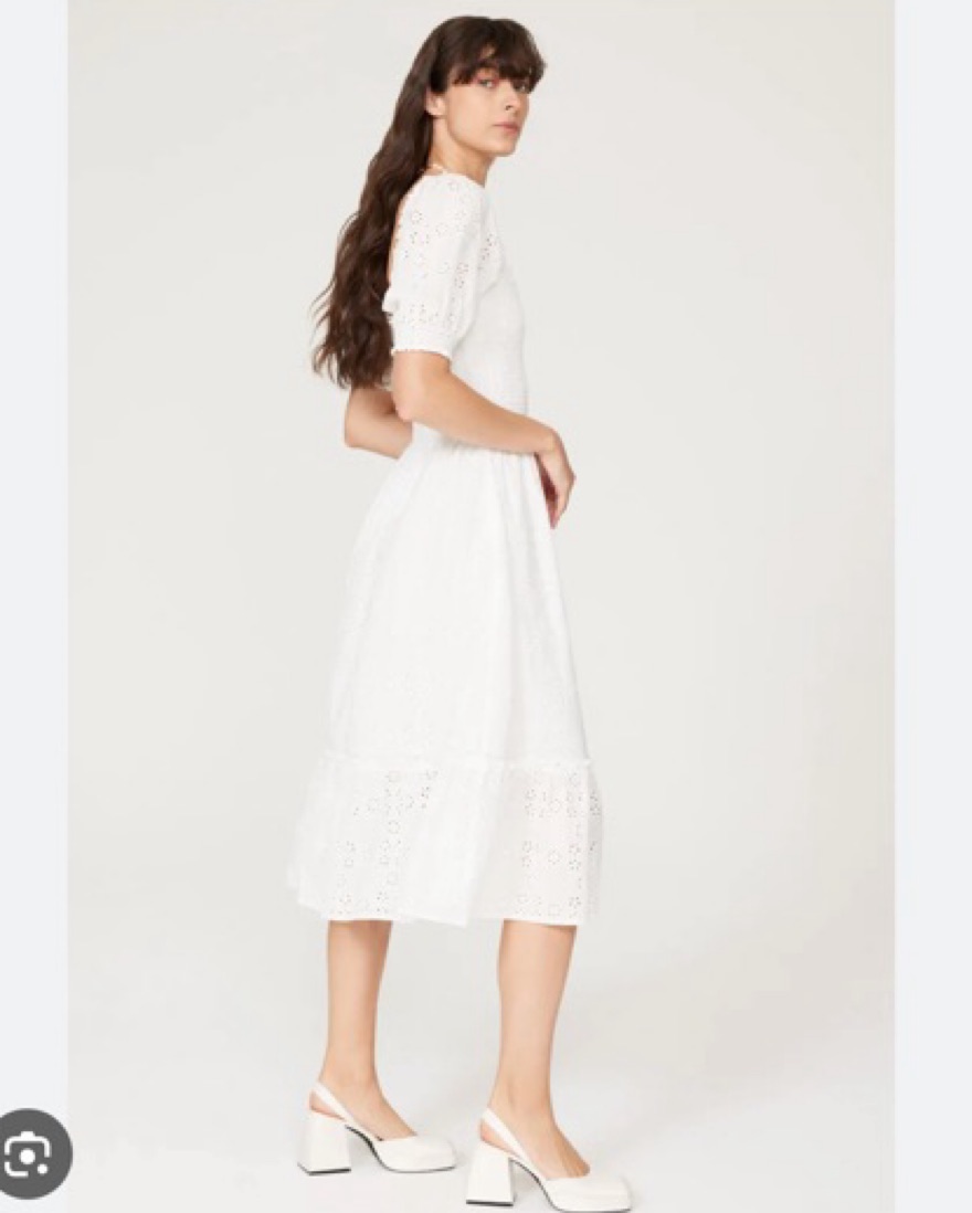 Hill House White Eyelet Louisa Nap Dress by Hill House Home - Pickle