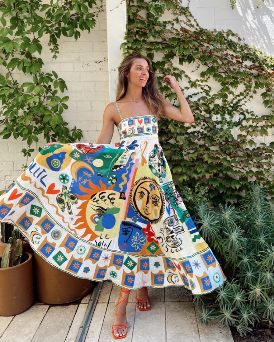 $595 Alemais Soleil Linen Midi Dress by Alemais - Pickle