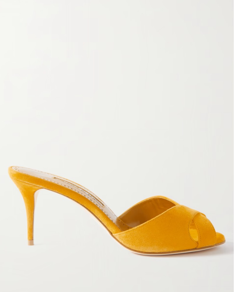 Mimbimu 70 Suede Mules by Manolo Blahnik - Pickle