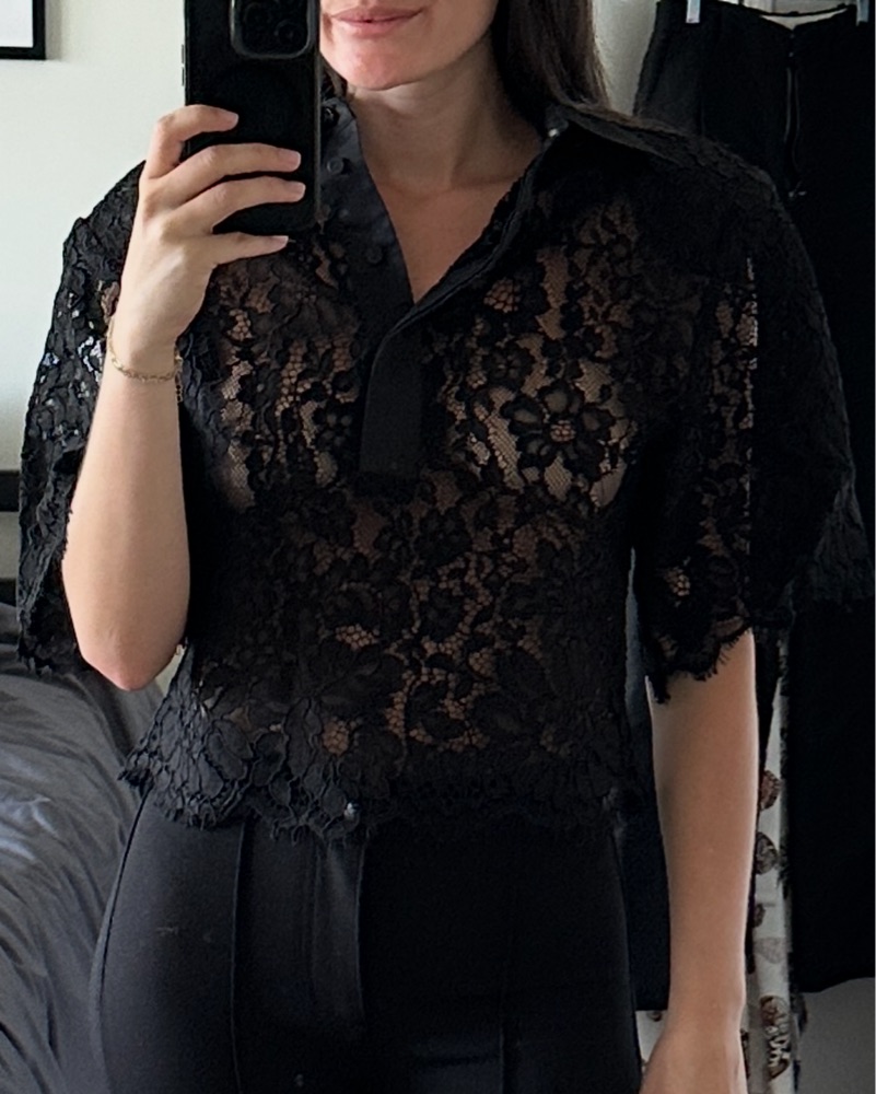 Midorikawa 23SS Lace pullover shirt ブラック Midorikawa 23SS Lace pullover shirt ブラック