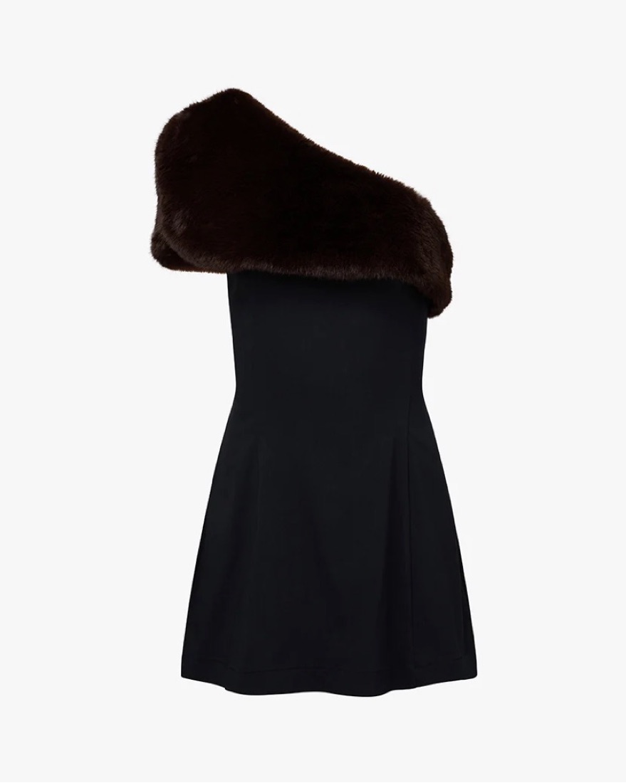WeWoreWhat Faux Fur One-Shoulder Dress by WeWoreWhat - Pickle