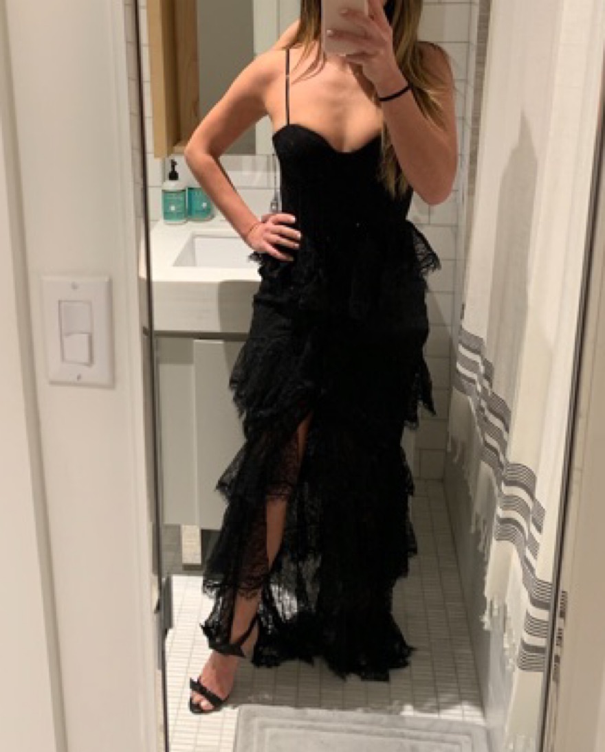 Majorelle Black Lace Gown by Majorelle - Pickle