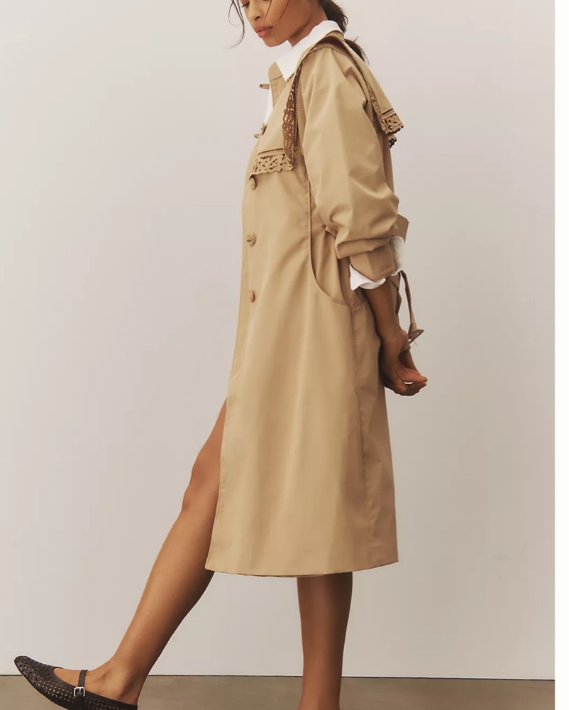 Anthropologie Crochet Trenchcoat by Anthropologie - Pickle