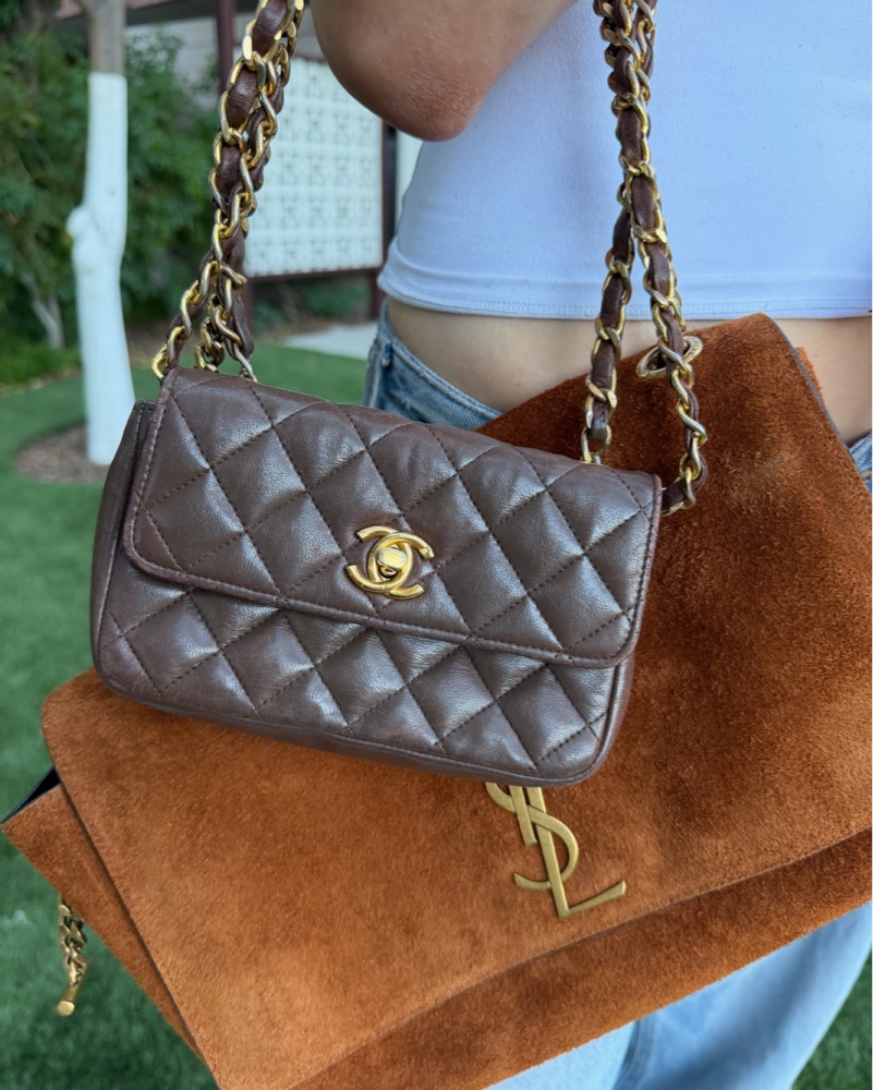 Vintage Chanel Micro Flap by Chanel - Pickle