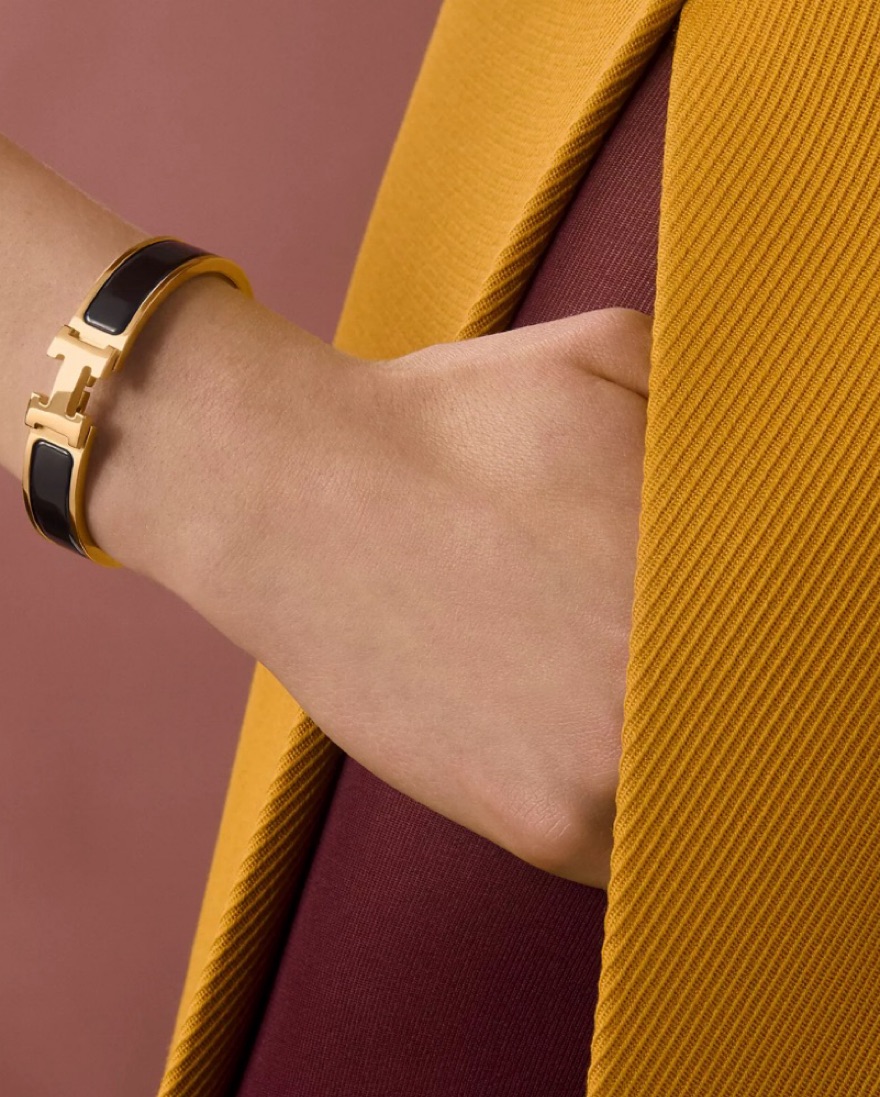 HERMÈS ゴールド ブラック バングル　ユニ US