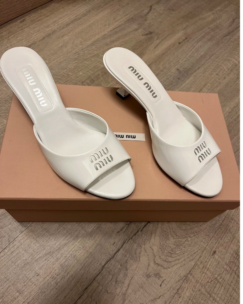 Miu Miu Patent Mules by Miu Miu - Pickle