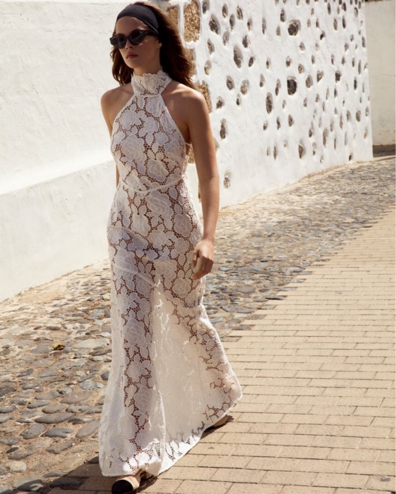 Astoria White Lace Maxi with Pink Slip by For Love & Lemons - Pickle