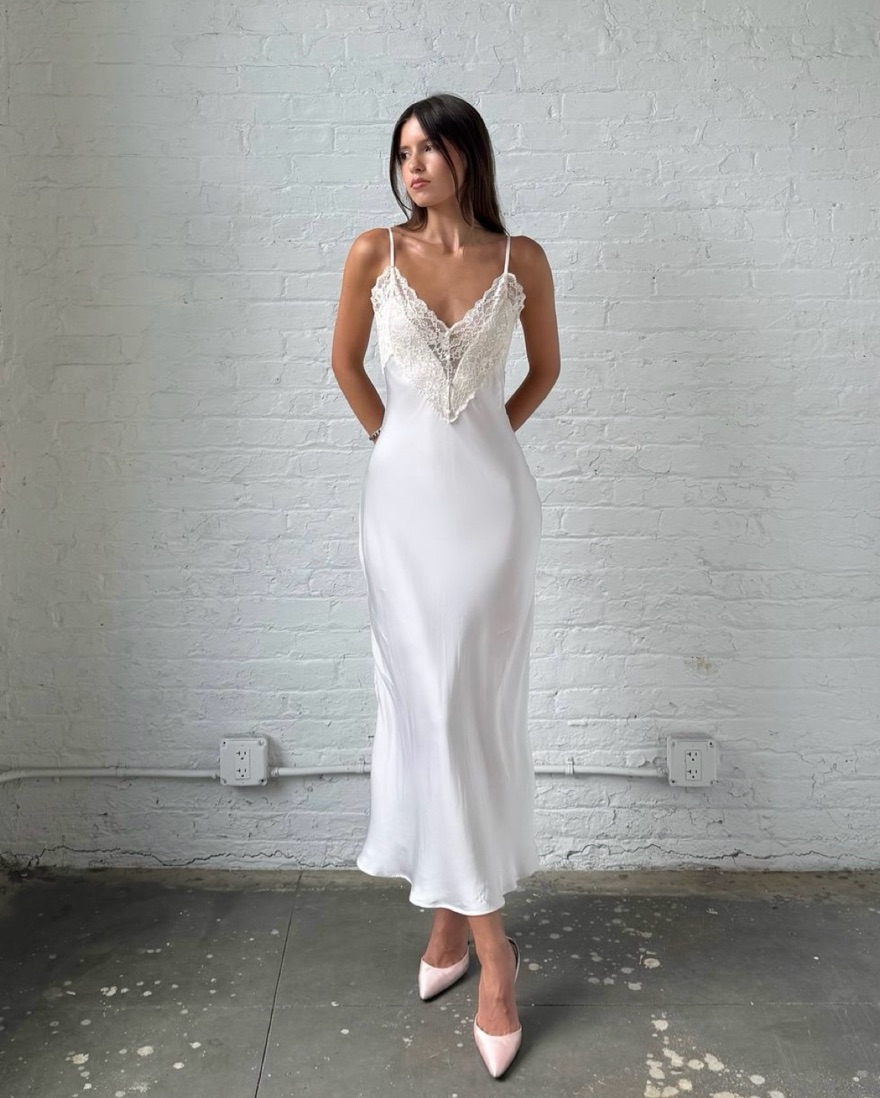 Danielle Guizio Nova Slip Midi Dress by Danielle Guizio - Pickle