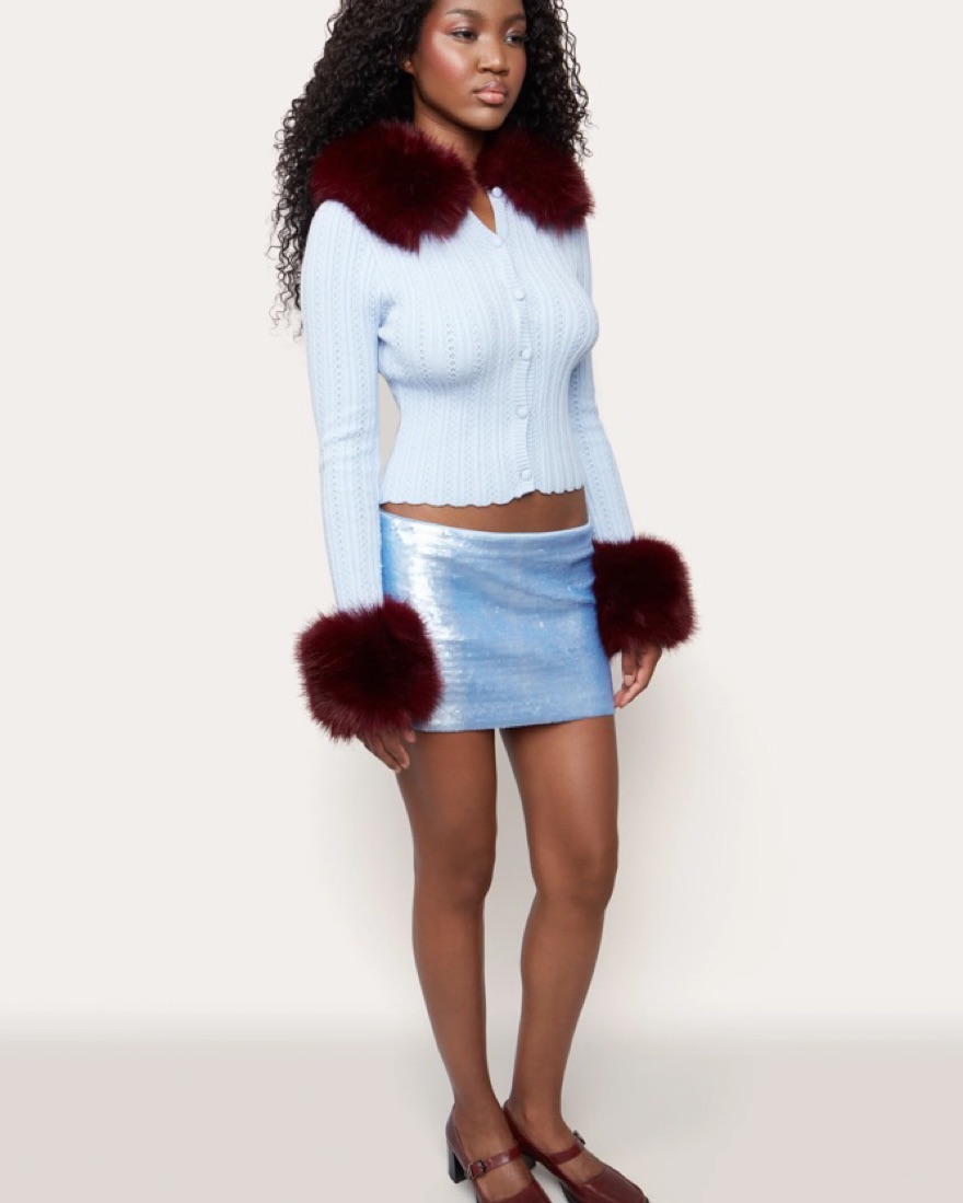 Andequal panel design fur knit ニット panel design fur knit – andequal