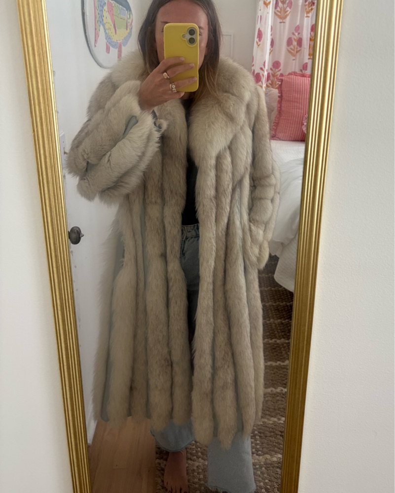 Genuine White Fox Fur Coat by Vintage - Pickle