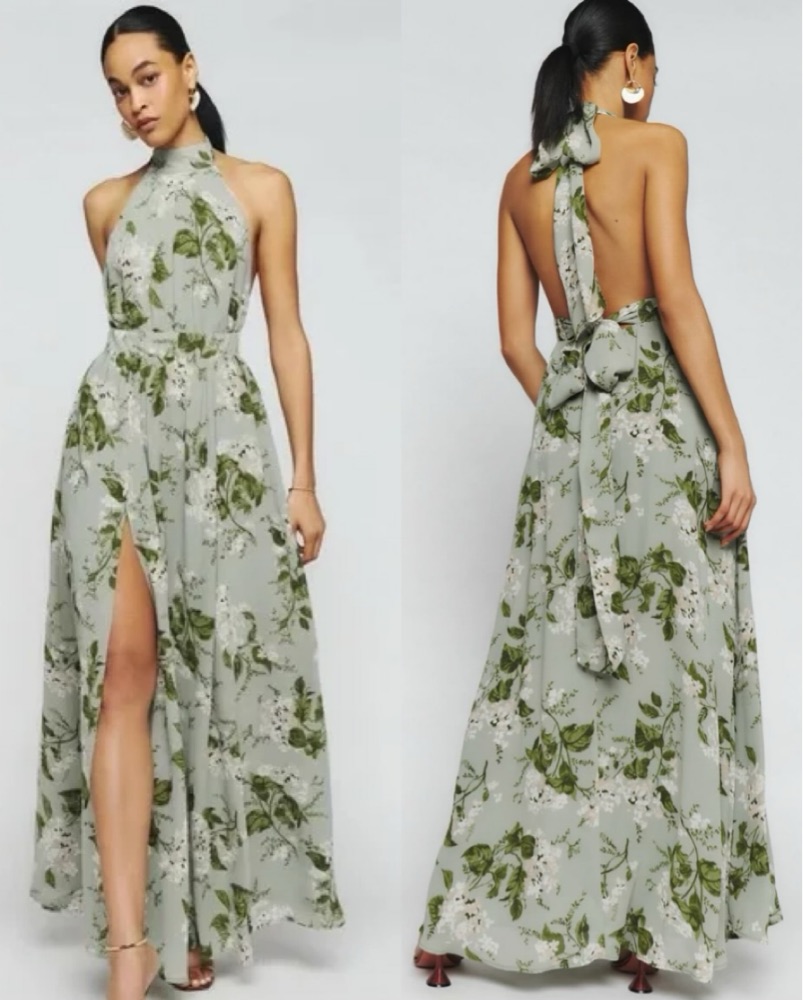 Reformation Andee Dress In Sage Print by Reformation - Pickle
