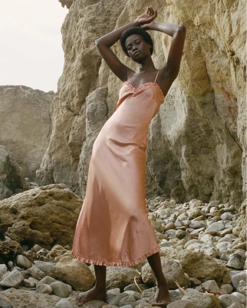 Doen Calsi Dress in Papaya, Silk by Doen - Pickle