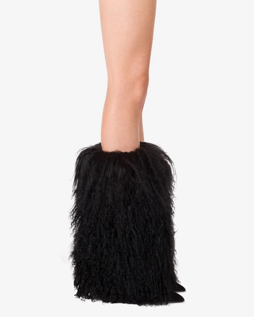 Paris Texas Midcalf Mongolian Fur Boots by Paris Texas - Pickle