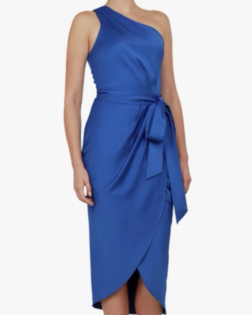 Ted Baker Blue One Shoulder Satin Dress Pickle